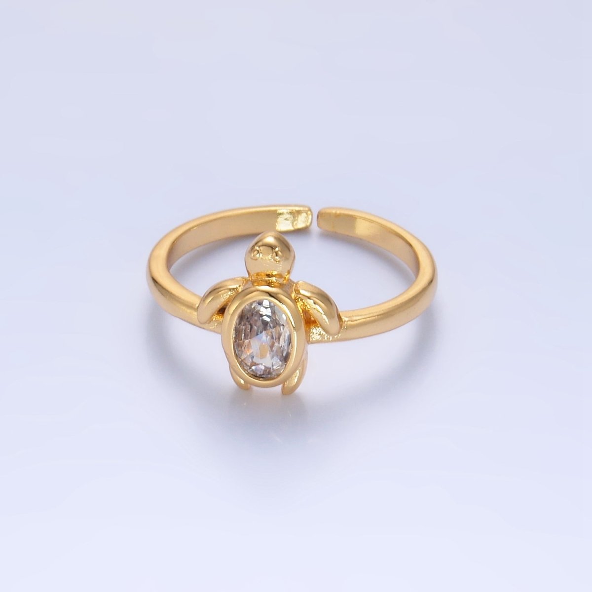 24K Gold Filled CZ Turtle Tortoise Animal Ring | U412