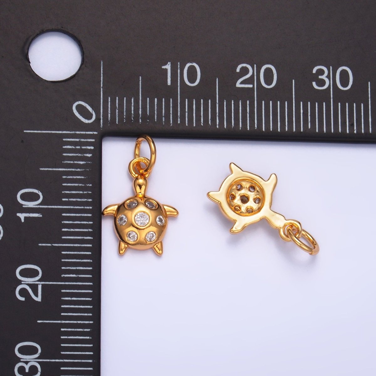 24K Gold Filled CZ Turtle Tortoise Sea Animal Mini Charm | W327