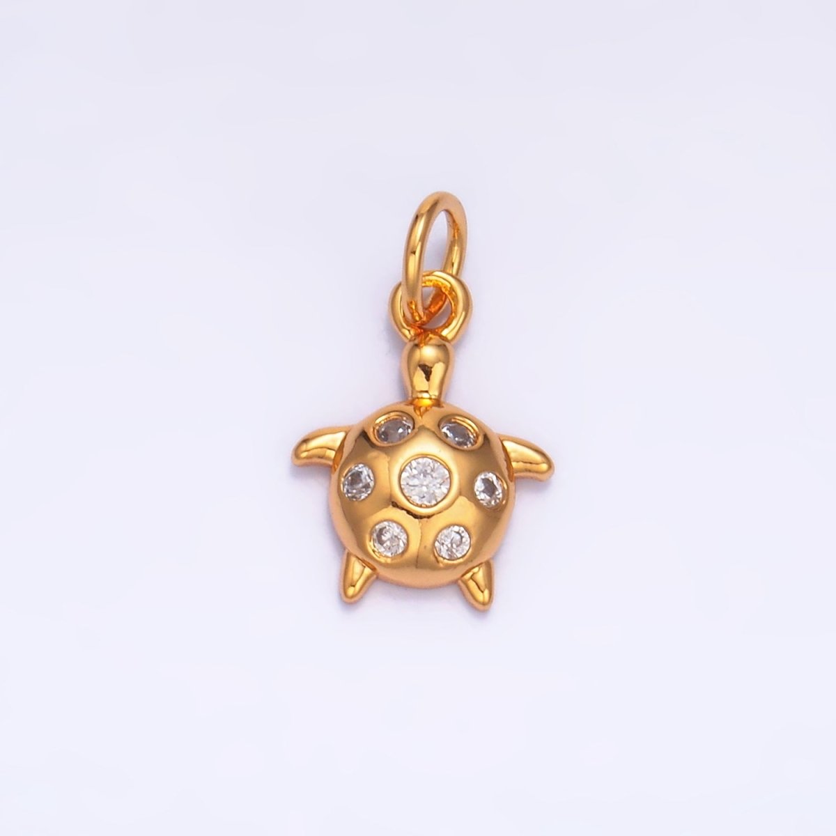 24K Gold Filled CZ Turtle Tortoise Sea Animal Mini Charm | W327