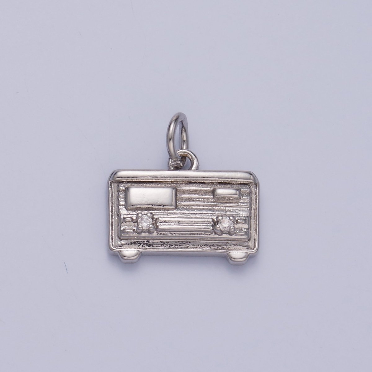 24K Gold Filled CZ Vintage Music Radio Charm in Gold & Silver | W414