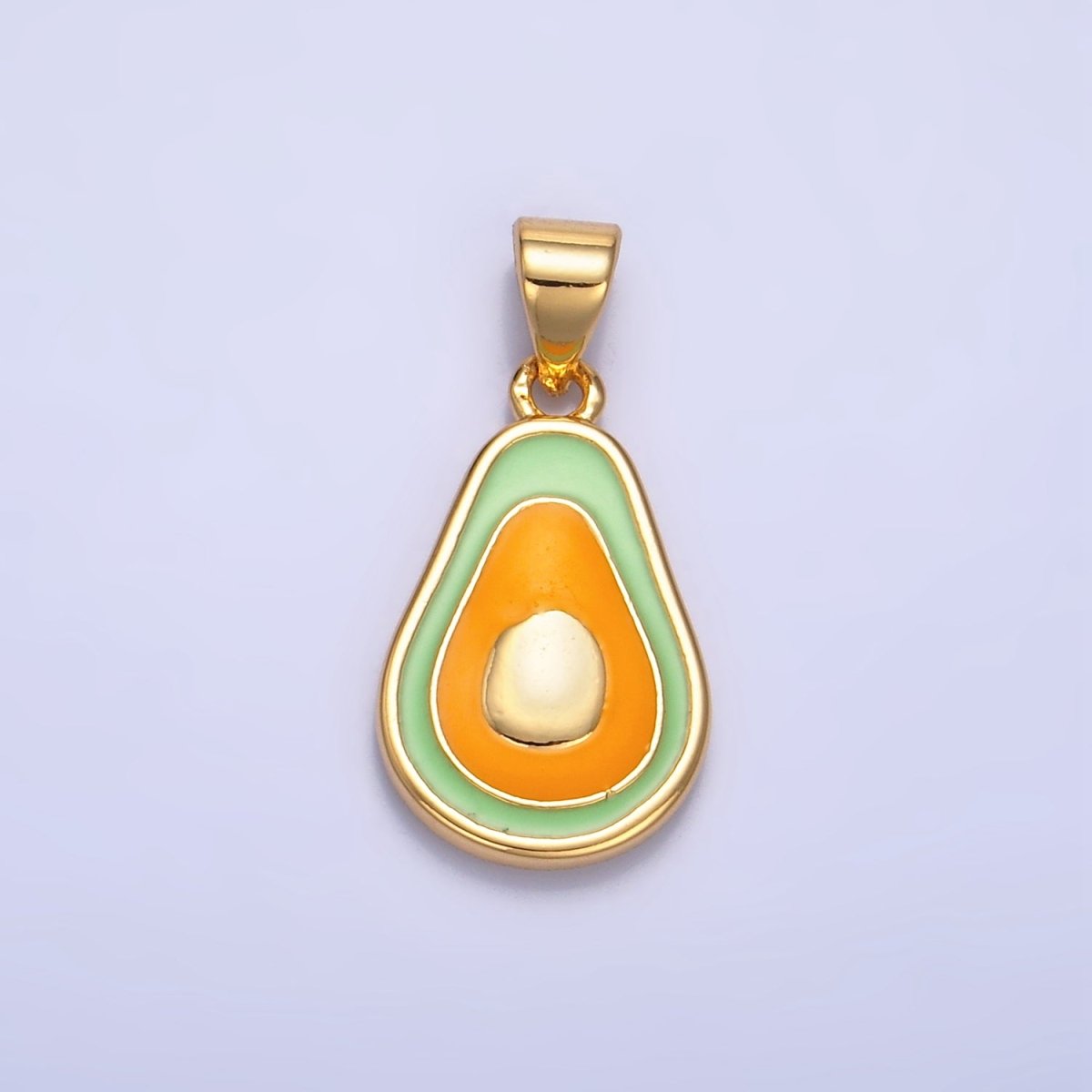 24K Gold Filled Enamel Avocado Fruit Pendant | AA1036