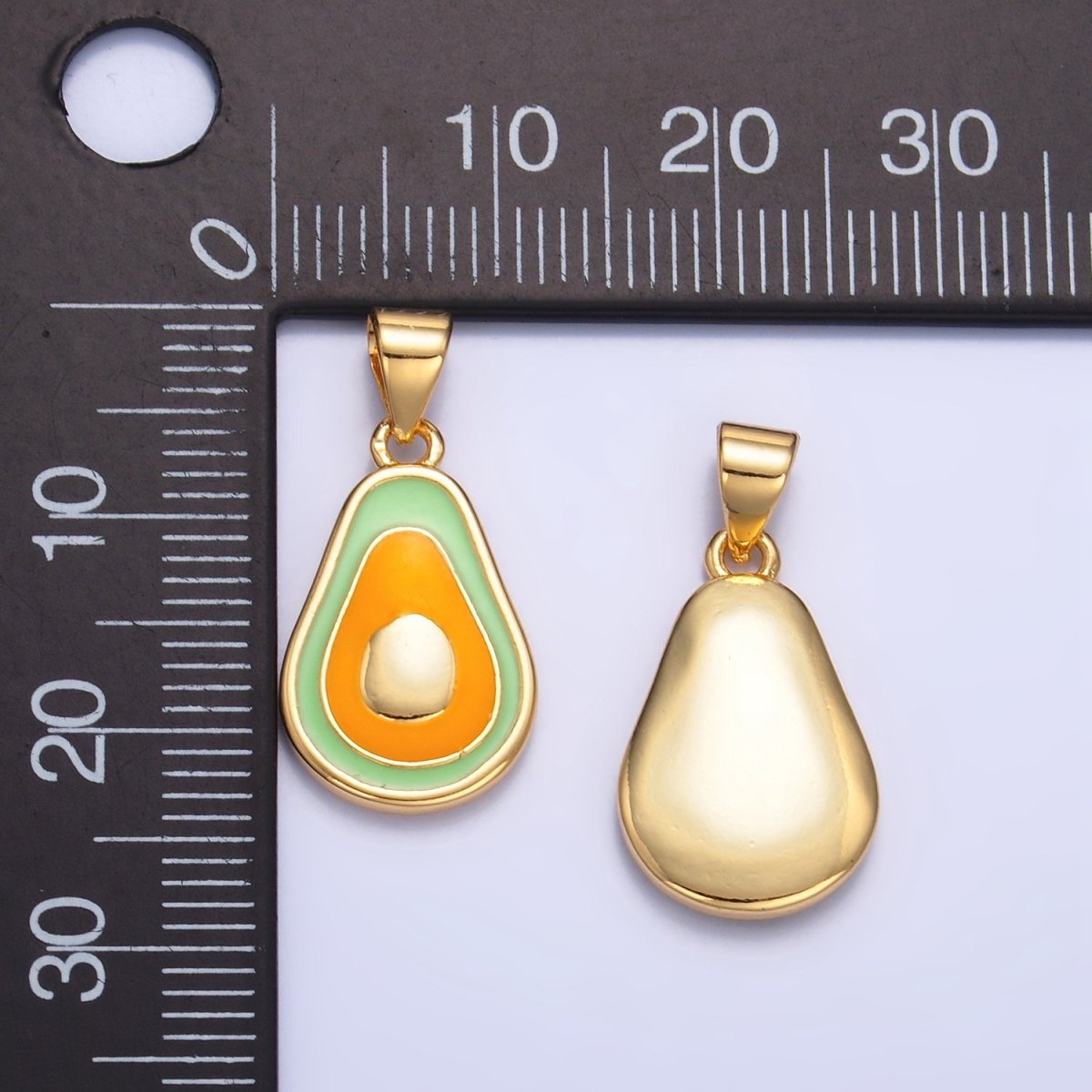 24K Gold Filled Enamel Avocado Fruit Pendant | AA1036