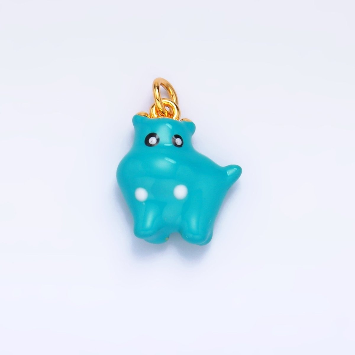 24K Gold Filled Enamel Multi Dimensional Blue Cat Monster Creature Charm | W341