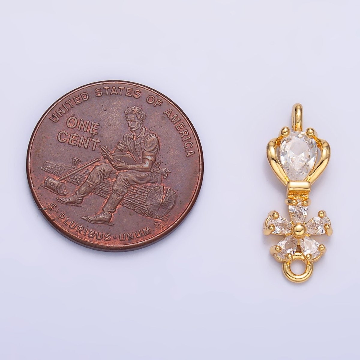 24K Gold Filled Flower CZ Connector in Gold & Silver | Y002