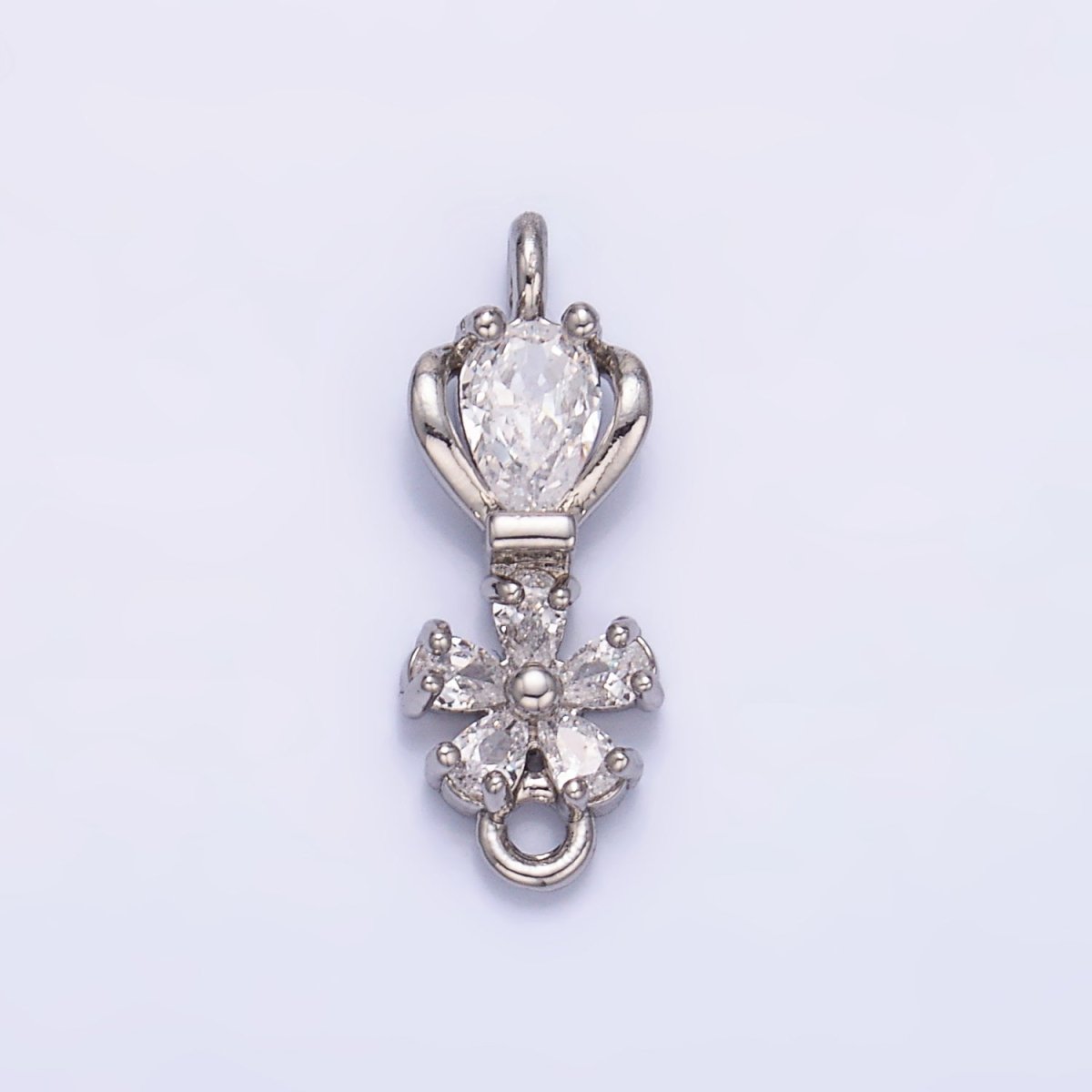 24K Gold Filled Flower CZ Connector in Gold & Silver | Y002