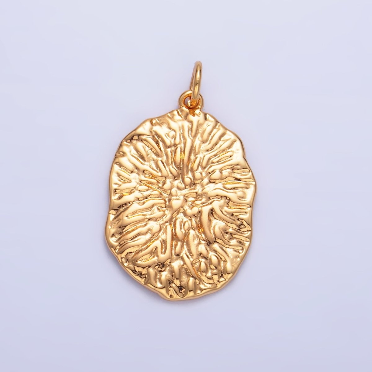 24K Gold Filled Geometric Hammered Oval Charm | W387