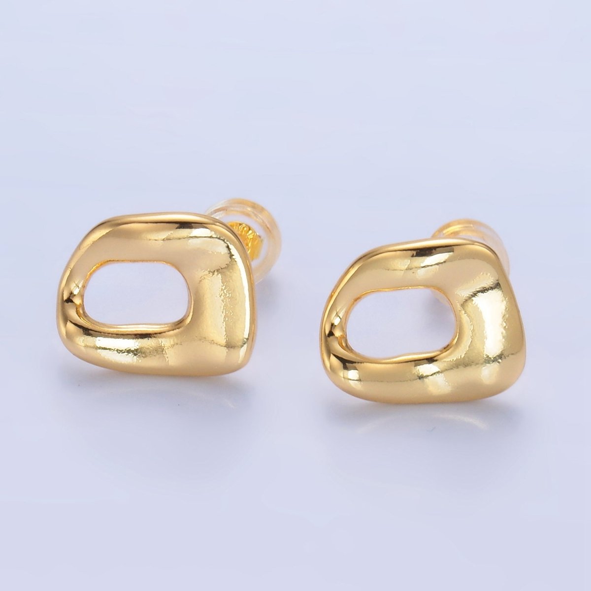 24K Gold Filled Geometric Molten Stud Earrings | V270