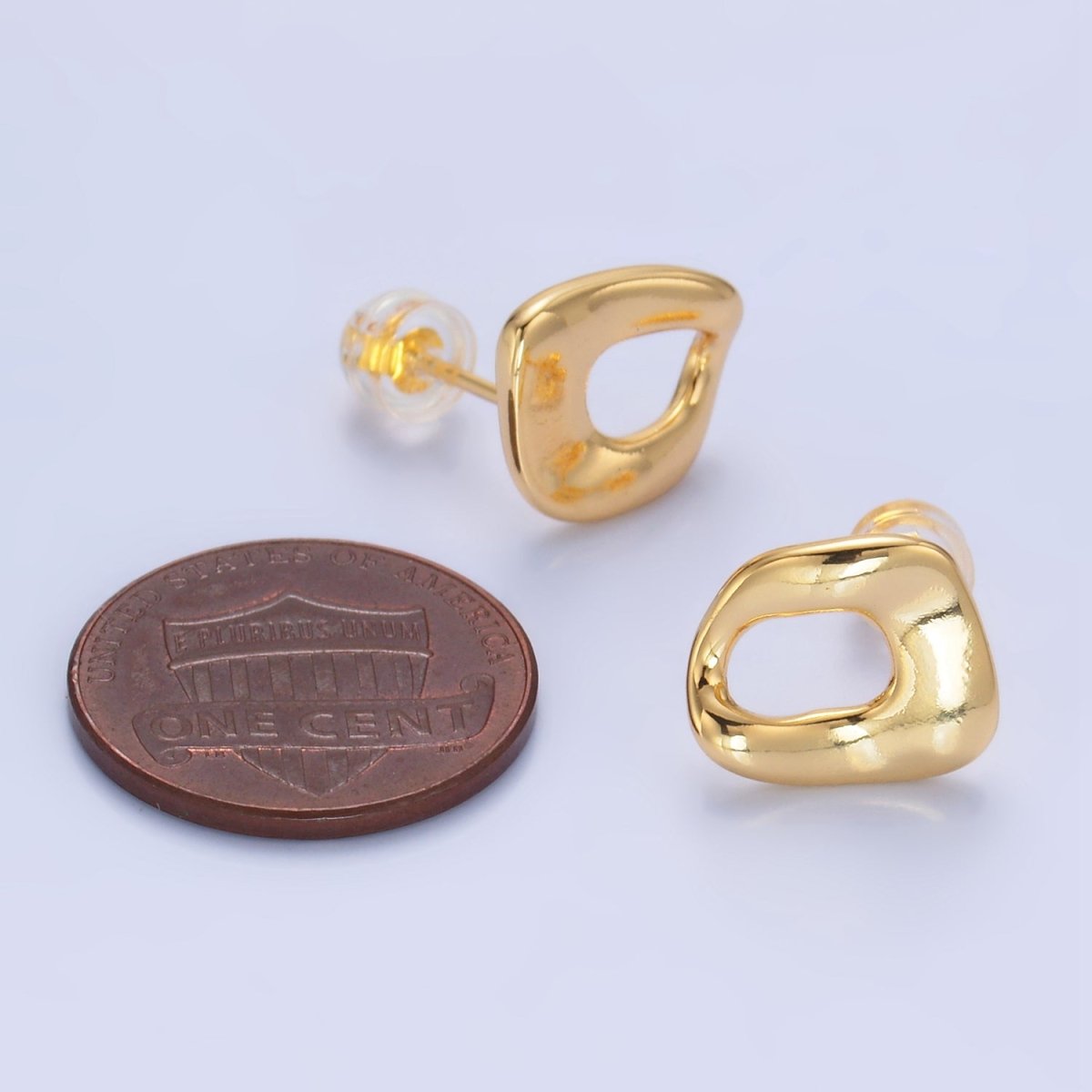 24K Gold Filled Geometric Molten Stud Earrings | V270