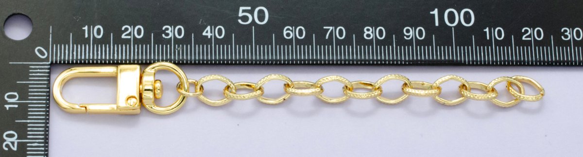 24K Gold Filled Geometric Oval Link Chain Bag Purse Charm Swivel Keychain Findings | WA-2901