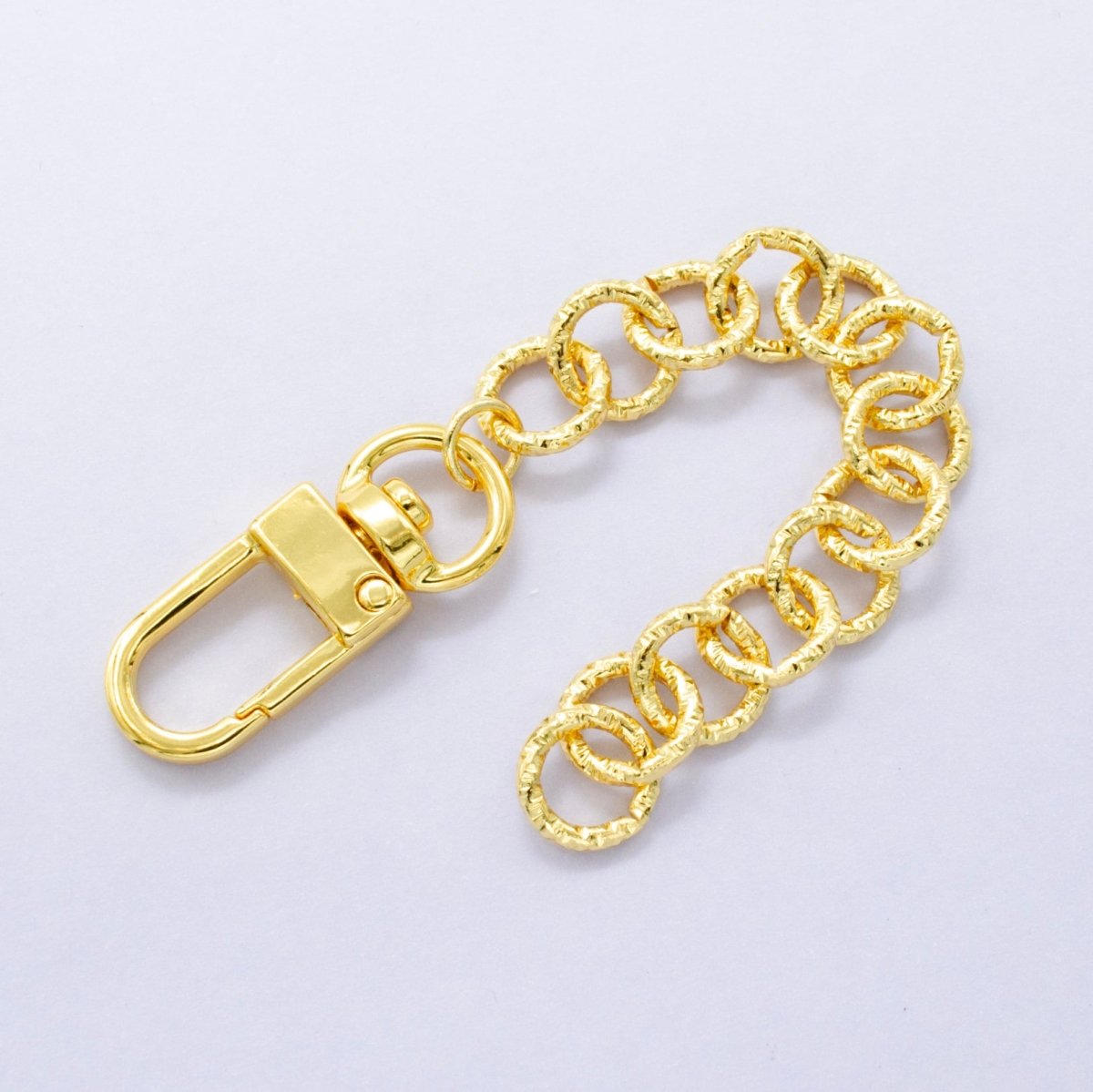 24K Gold Filled Geometric Sunburst Rolo Chain Bag Purse Charm Swivel Keychain Findings | WA-2905