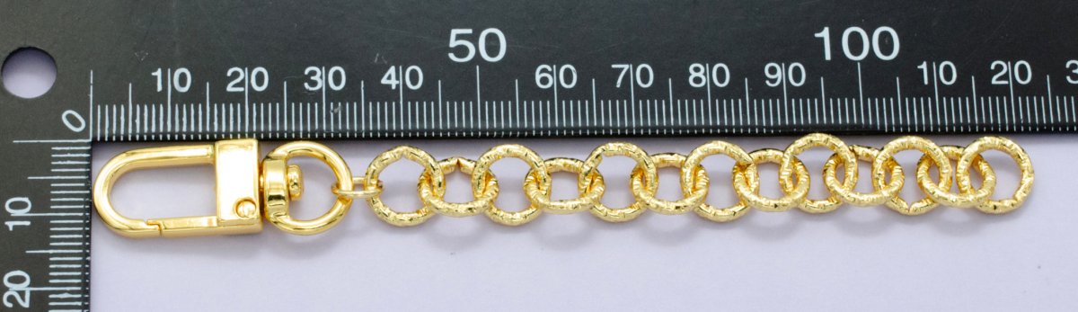 24K Gold Filled Geometric Sunburst Rolo Chain Bag Purse Charm Swivel Keychain Findings | WA-2905