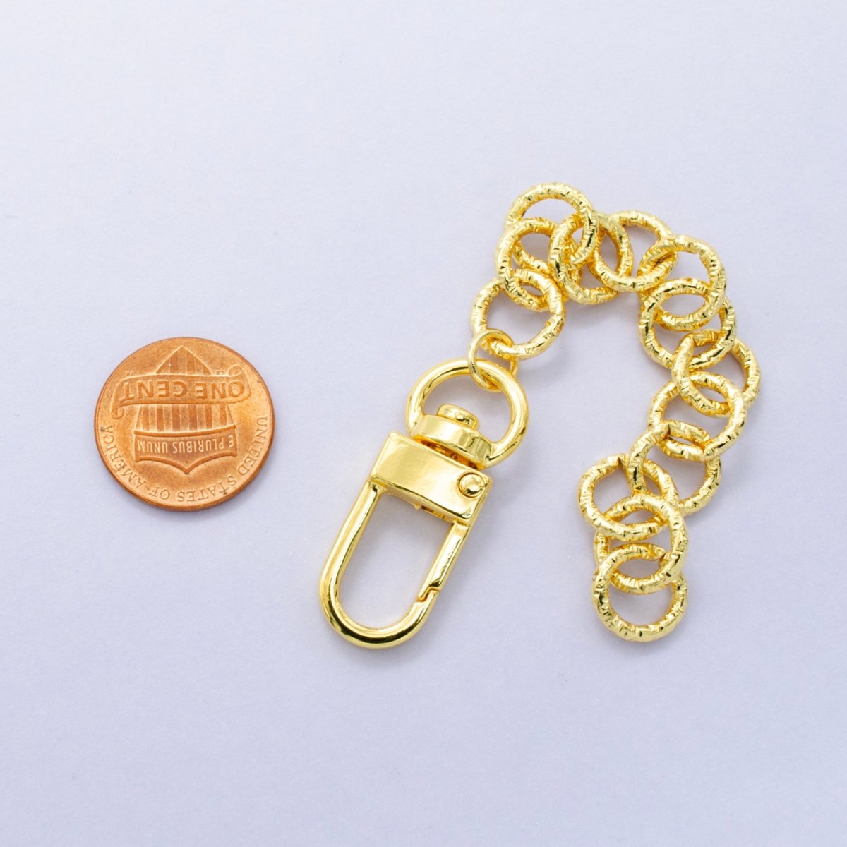 24K Gold Filled Geometric Sunburst Rolo Chain Bag Purse Charm Swivel Keychain Findings | WA-2905