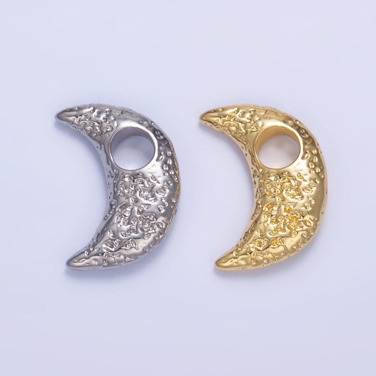 24K Gold Filled Hammered Celestial Crescent Moon Pendant in Gold & Silver | B630