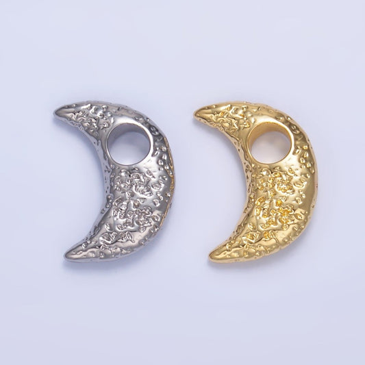 24K Gold Filled Hammered Celestial Crescent Moon Pendant in Gold & Silver | B630
