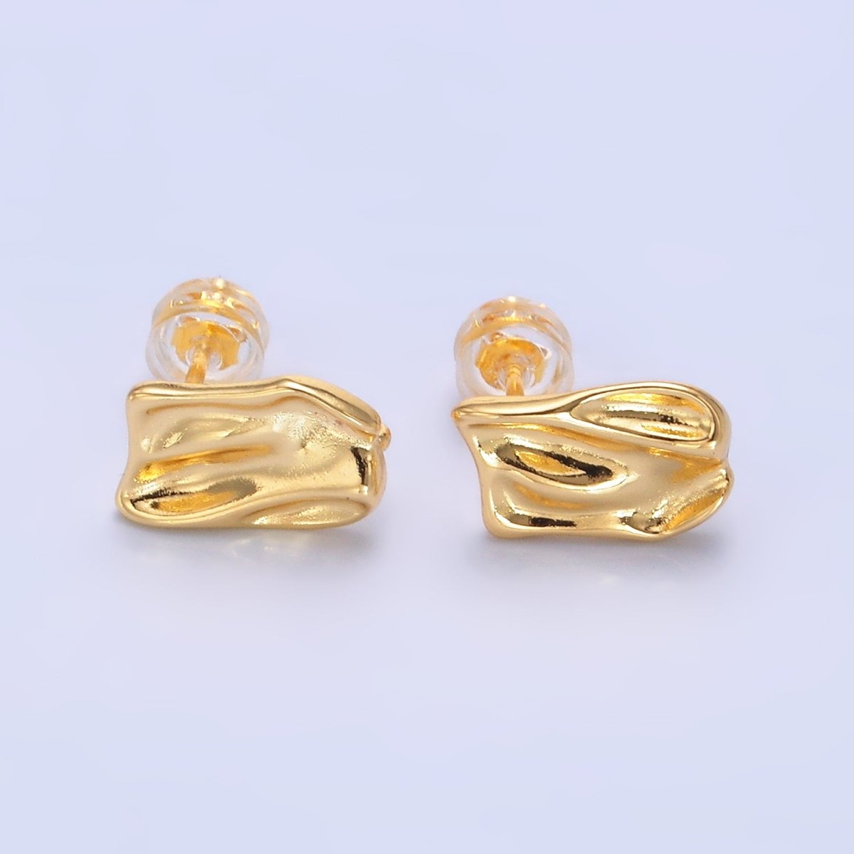 24K Gold Filled Hammered Rectangular Drop Stud Earring Findings | Z1090