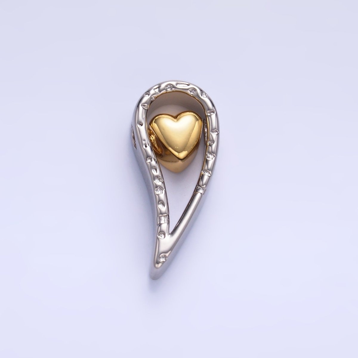 24K Gold Filled Heart Geometric Teardrop Mixed Metal Slide Charm Set | W825