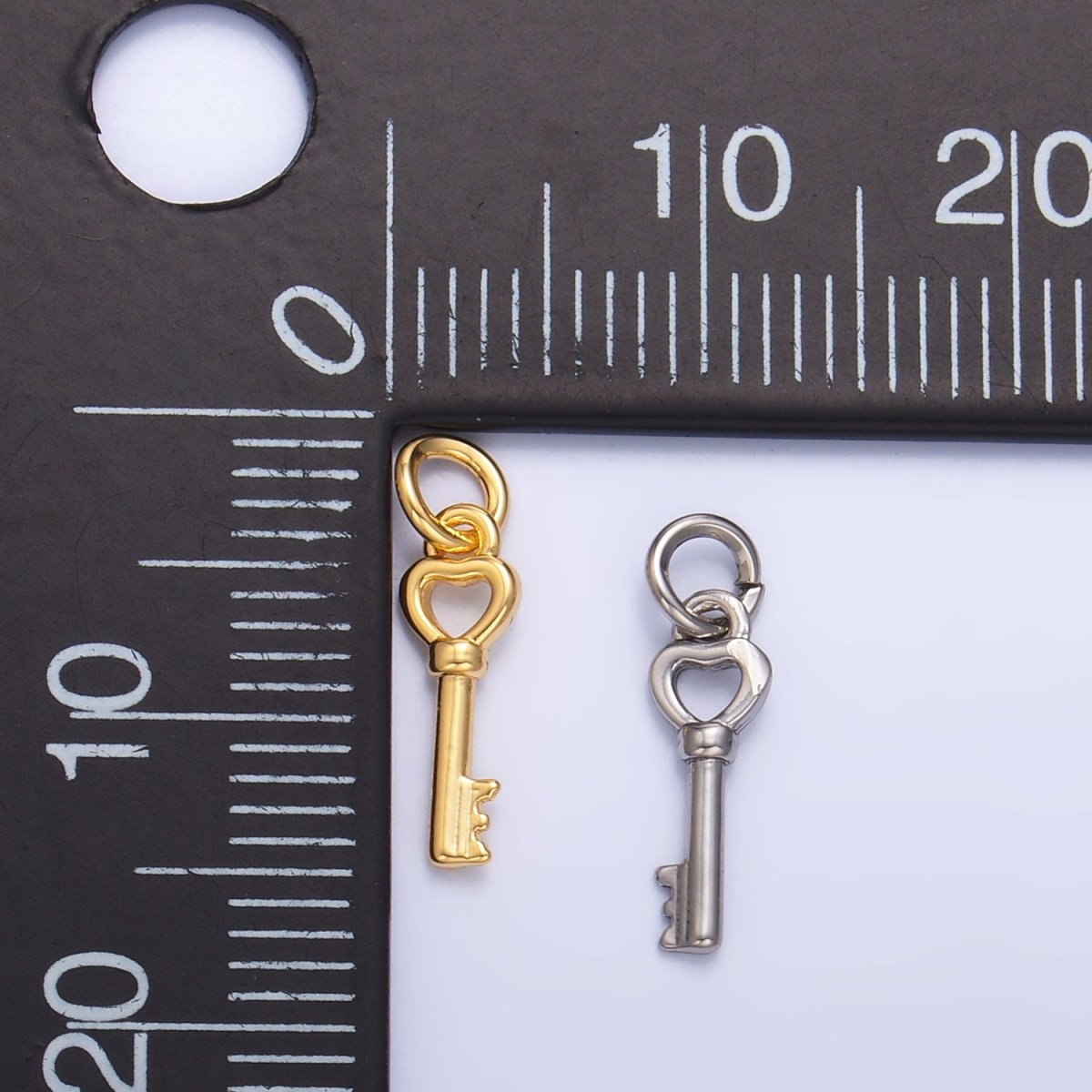 24K Gold Filled Heart Love Key Charm in Gold & Silver | W208