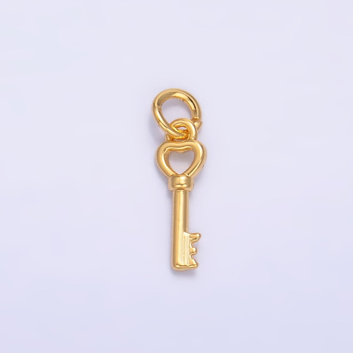 24K Gold Filled Heart Love Key Charm in Gold & Silver | W208