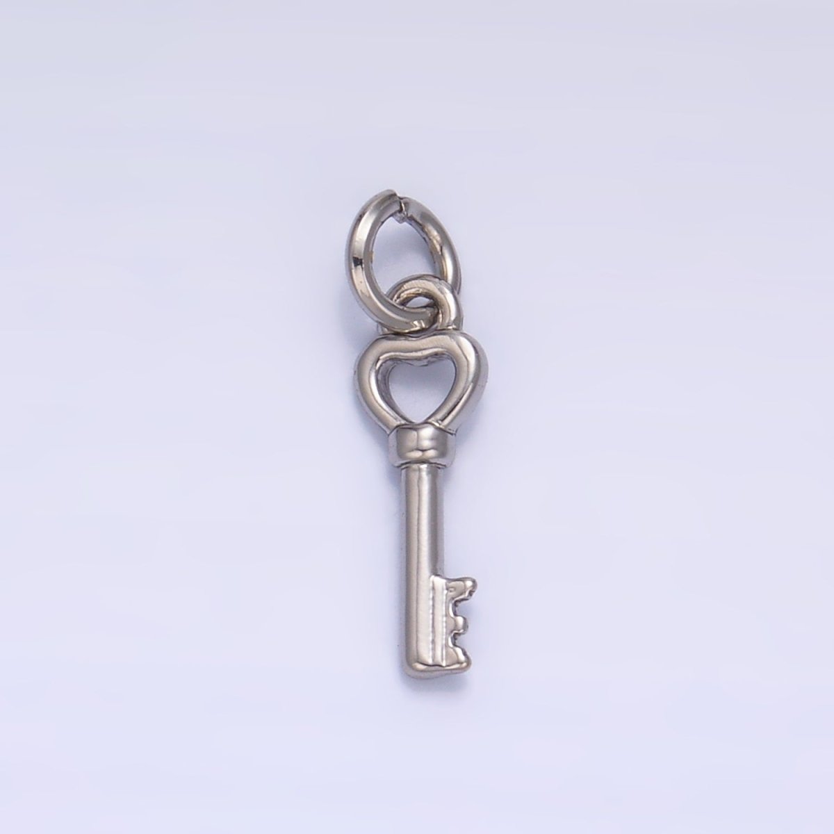 24K Gold Filled Heart Love Key Charm in Gold & Silver | W208
