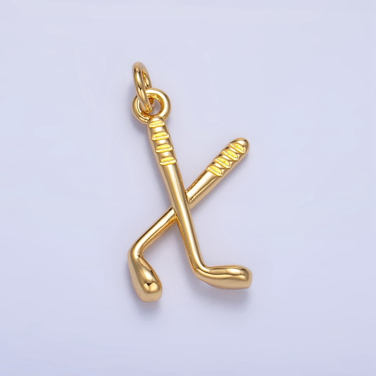 24K Gold Filled Hockey Sticks Sports Equipment Multidimensional 3D Charm | W115