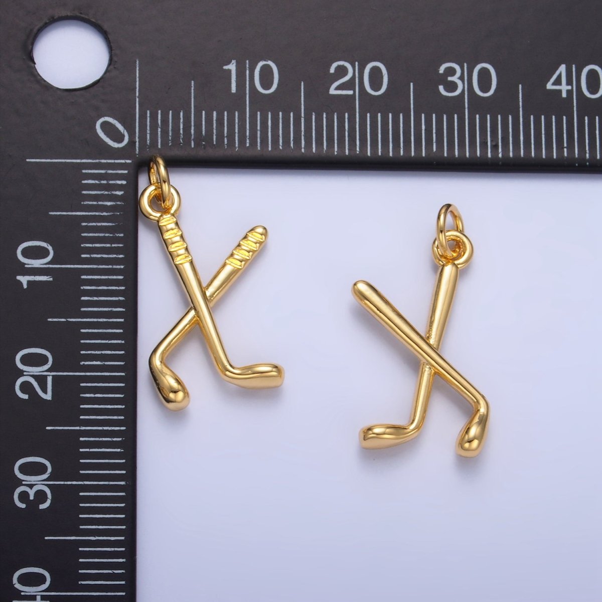 24K Gold Filled Hockey Sticks Sports Equipment Multidimensional 3D Charm | W115