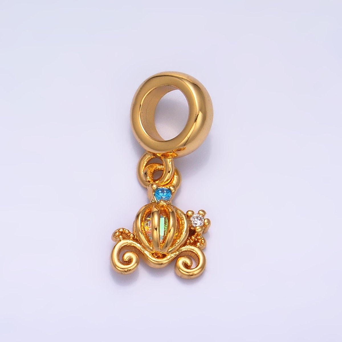24K Gold Filled Iridescent CZ Carriage Rhondelle Drop Pendant | W407