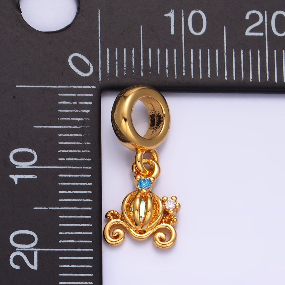 24K Gold Filled Iridescent CZ Carriage Rhondelle Drop Pendant | W407