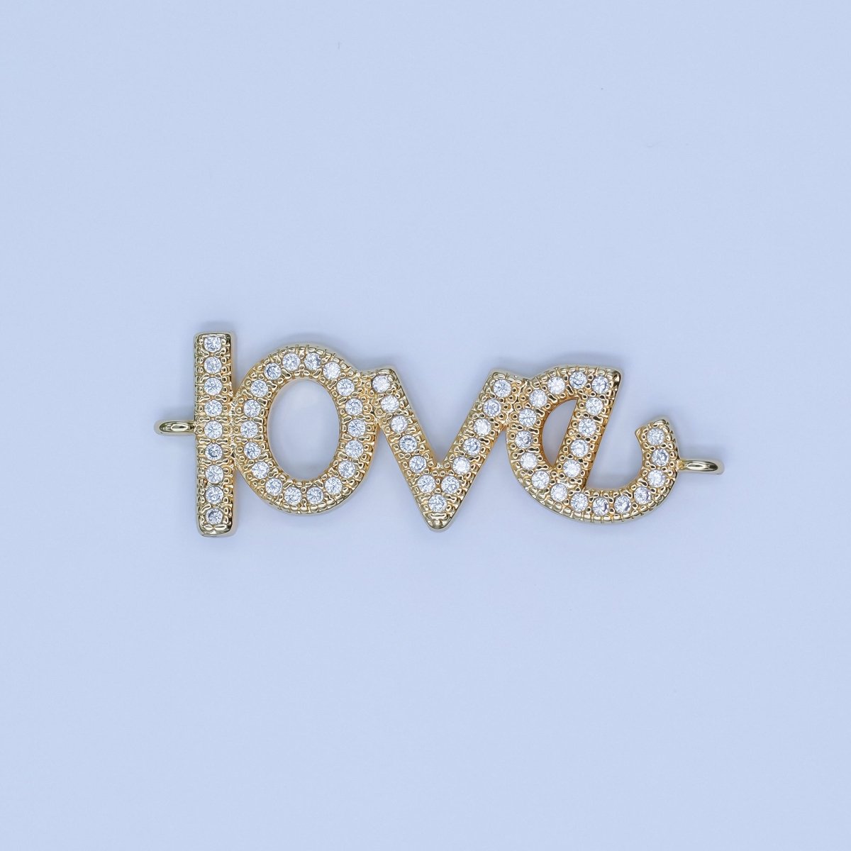 24K Gold Filled "LOVE" Micro Paved CZ Script Connector | Y006