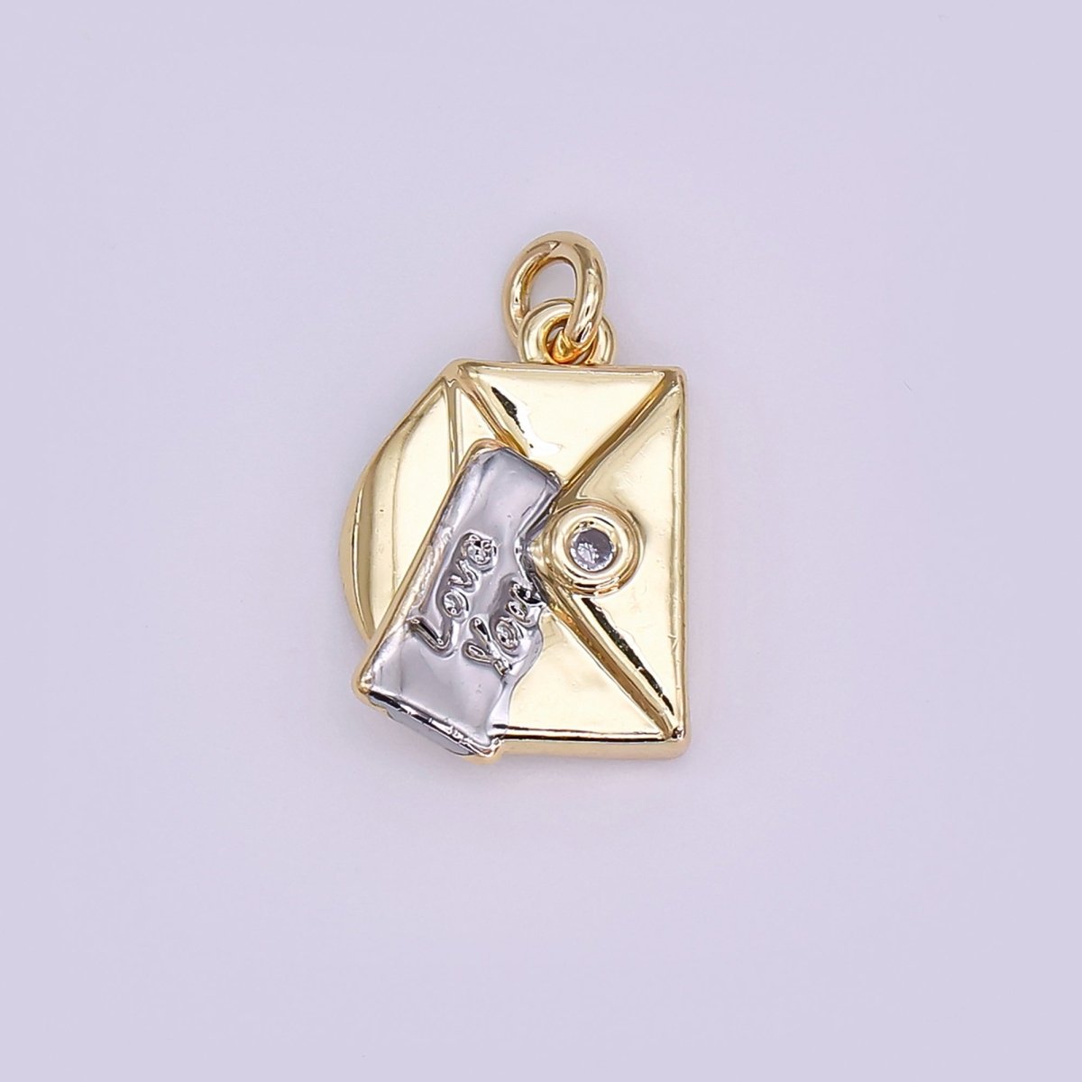 24K Gold Filled "Love You" Script Letter CZ Charm in Gold, Silver & Mixed Metal | W101 N046