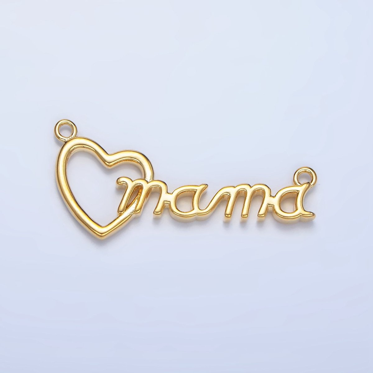 24K Gold Filled "MAMA" Heart Script Minimalist Connector | F526