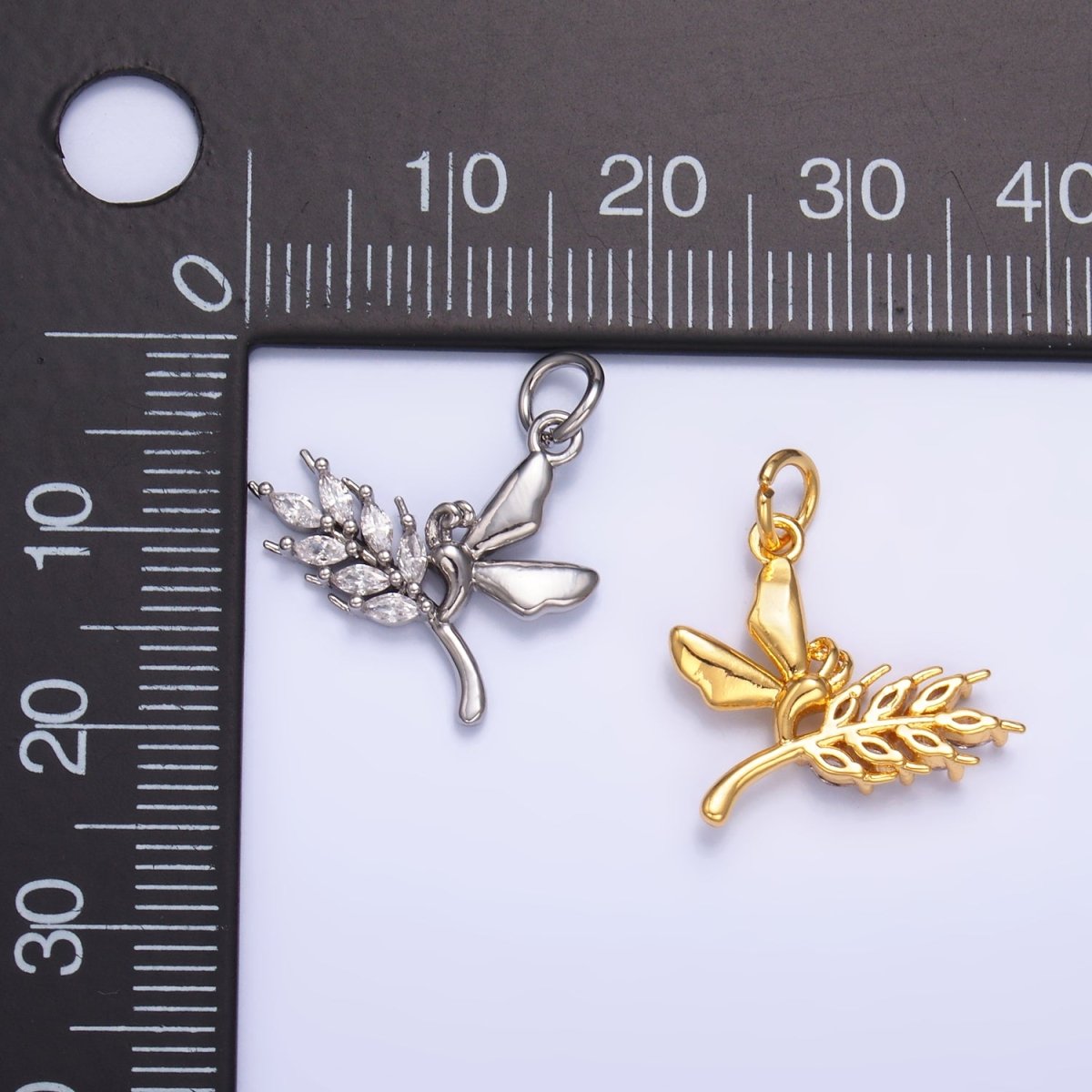 24K Gold Filled Marquise CZ Butterfly Charm in Gold & Silver | W885