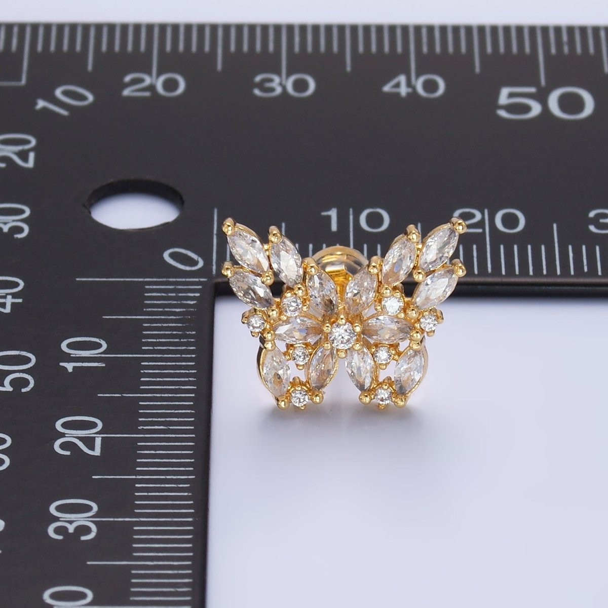 24K Gold Filled Marquise CZ Butterfly Insect Earring | AB984