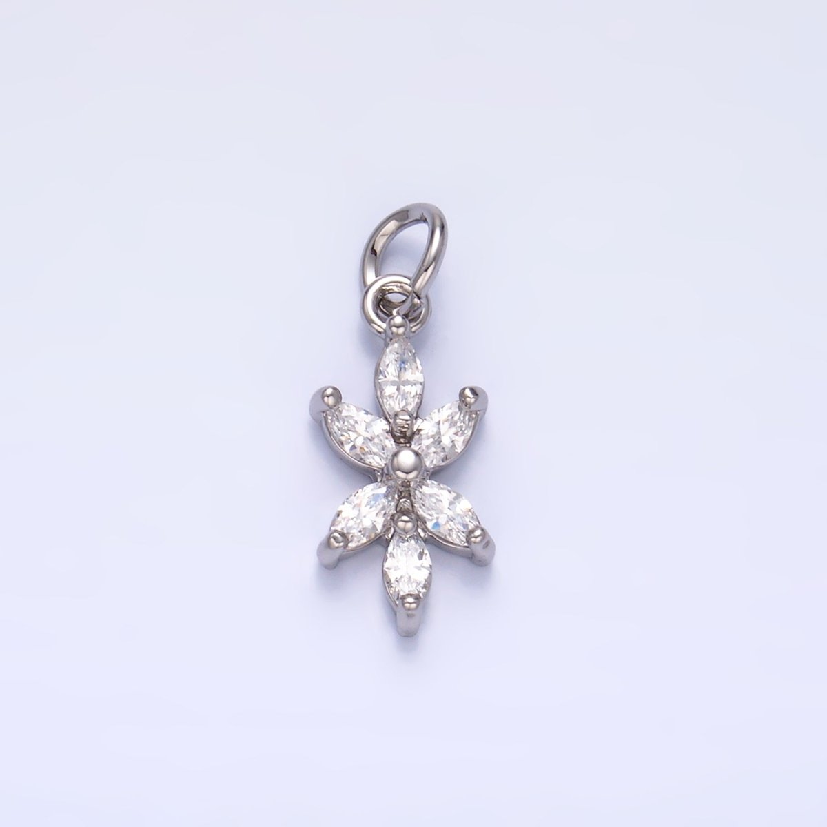 24K Gold Filled Marquise CZ Flower Mini Charm in Gold & Silver | W809