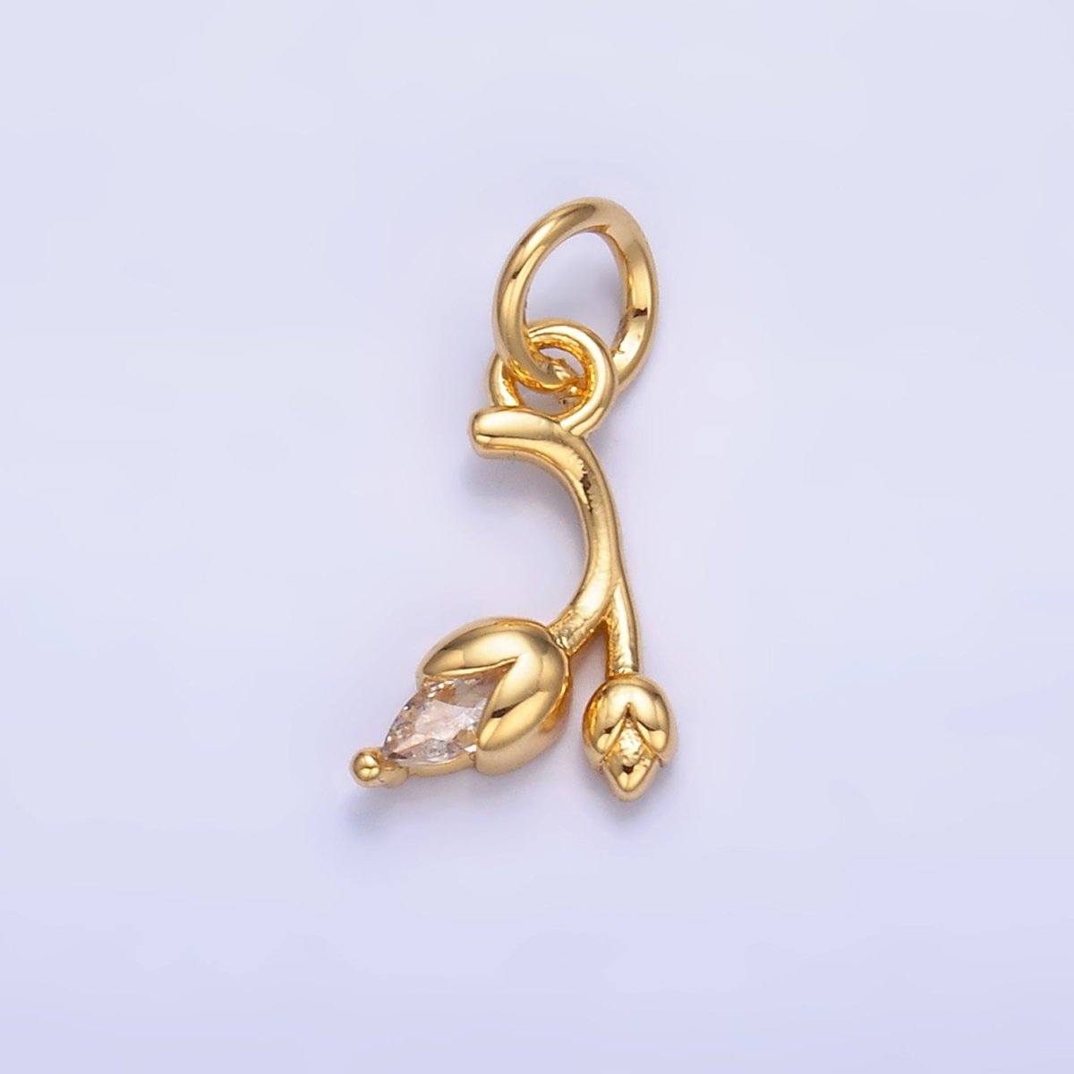 24K Gold Filled Marquise CZ Tulip Flower Mini Charm in Gold & Silver | X312