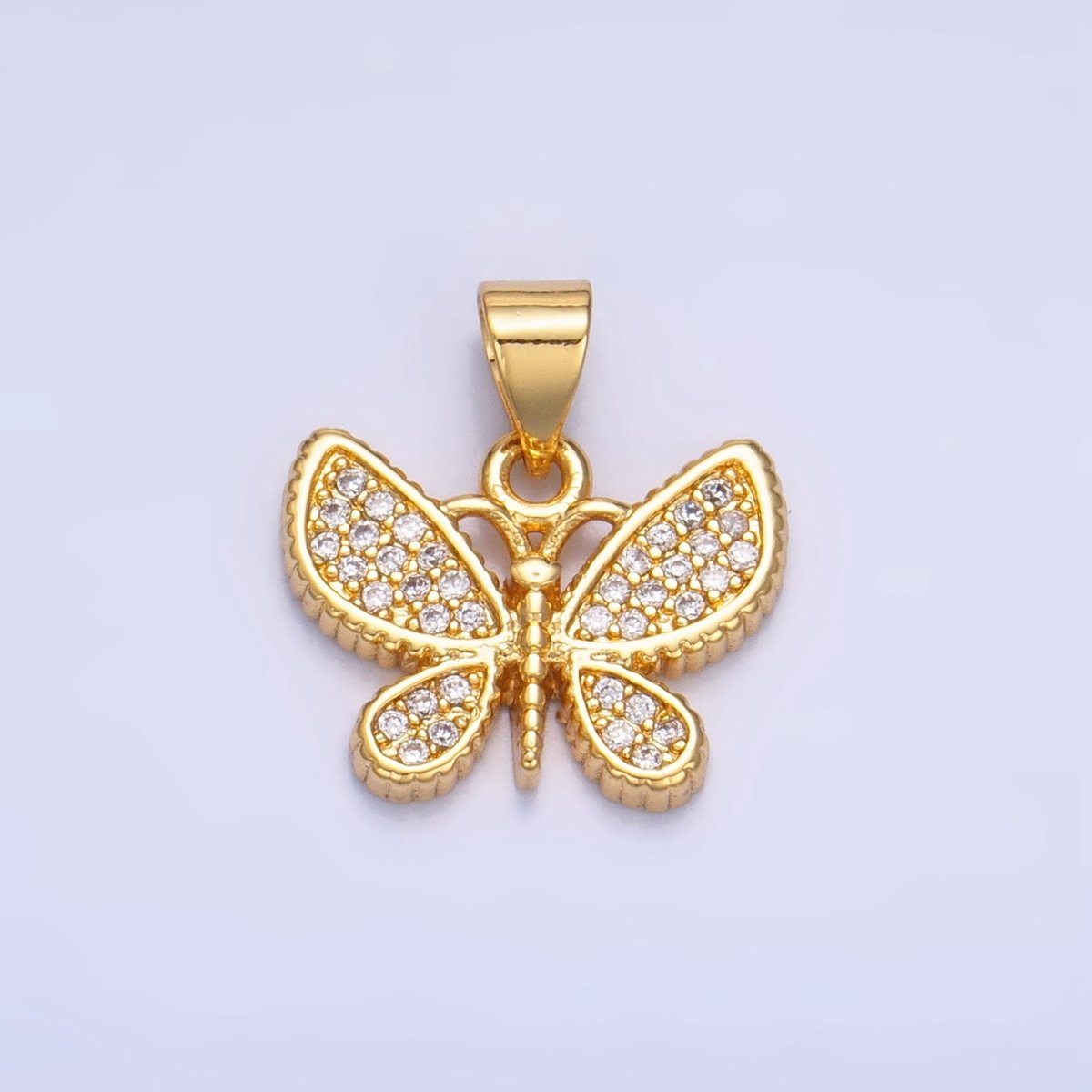 24K Gold Filled Micro Paved CZ Butterfly Insect Pendant | AA1003