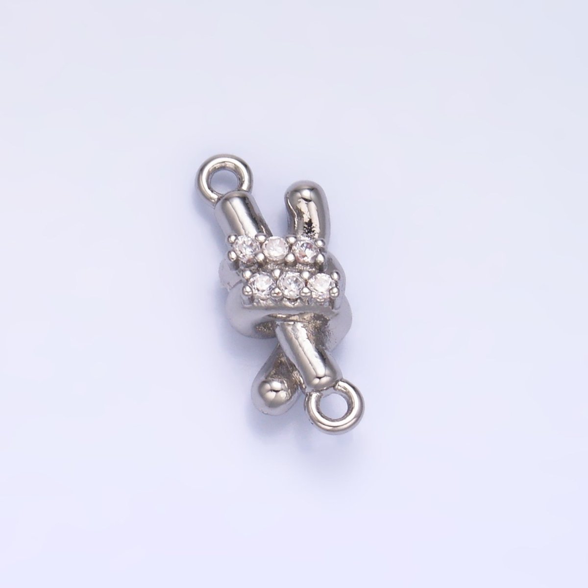 24K Gold Filled Micro Paved CZ Double Tube Bar Knot Connector in Gold & Silver | Y005