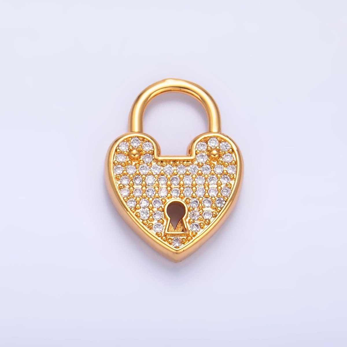 24K Gold Filled Micro Paved CZ Filigree Heart Padlock Findings | Z1030