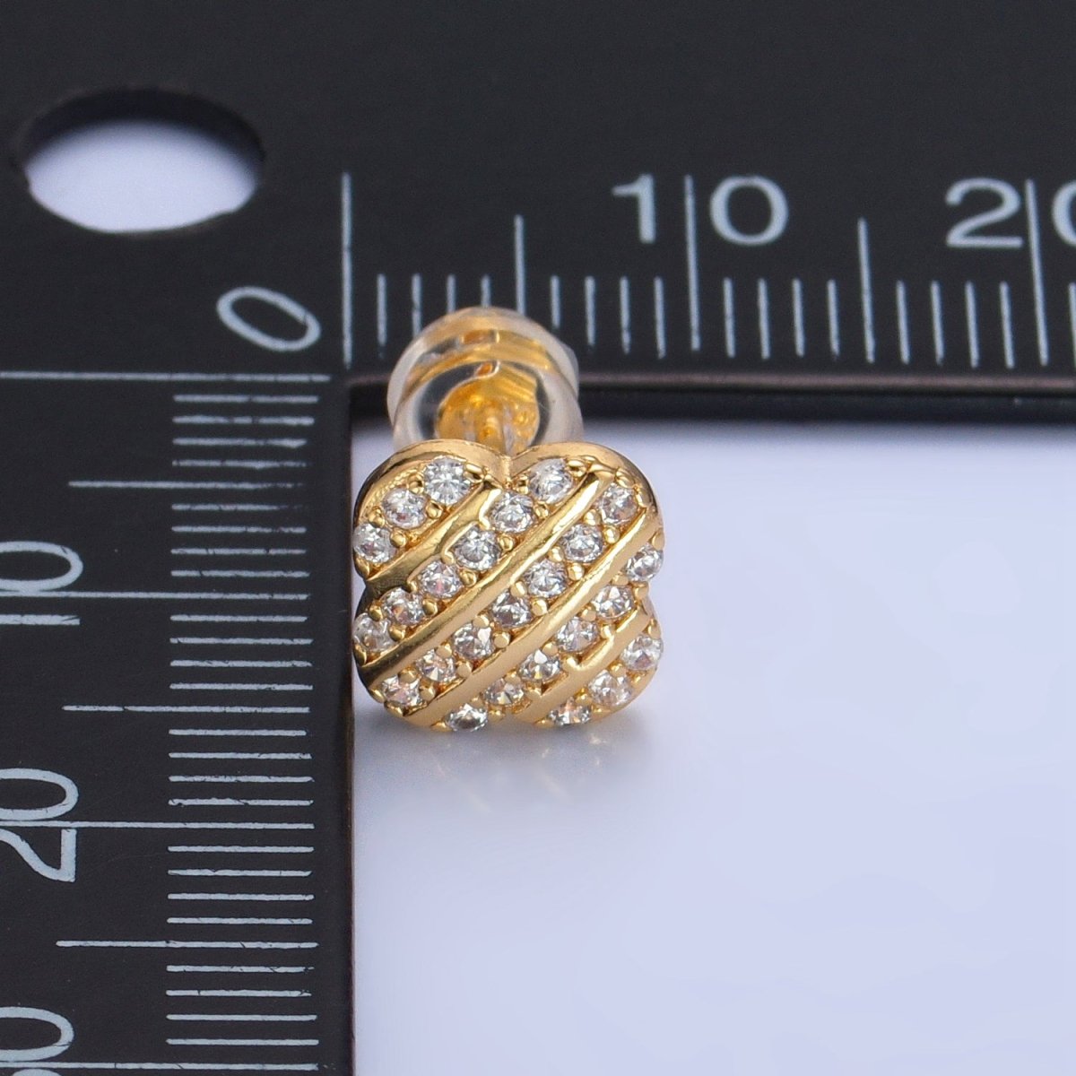 24K Gold Filled Micro Paved CZ Flower Stud Earrings | P352