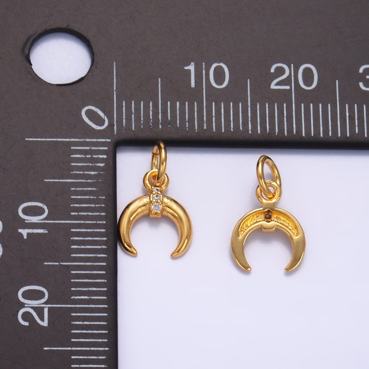24K Gold Filled Micro Paved CZ Horn Tusk Charm | W319