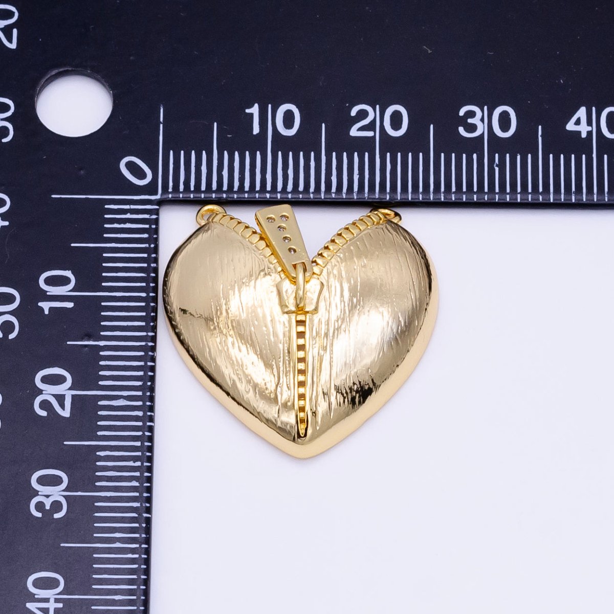 24K Gold Filled Micro Paved CZ Open Zipper Heart | F064