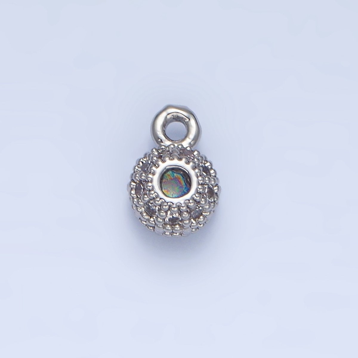 24K Gold Filled Micro Paved CZ Rhondelle Bead Charm in Gold & Silver | X898