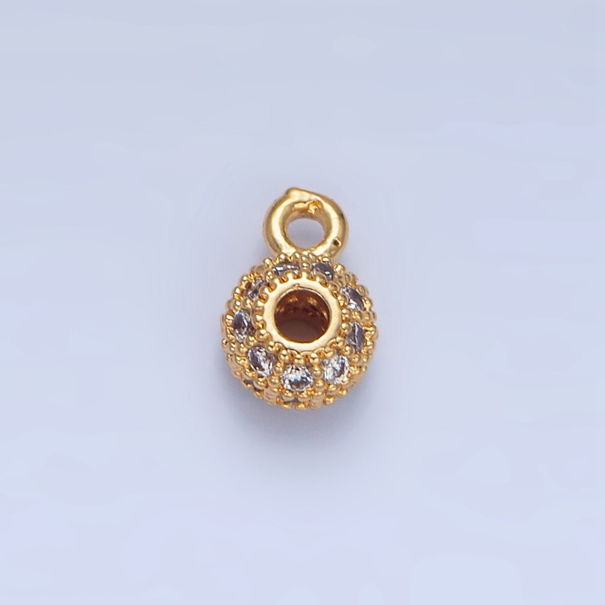 24K Gold Filled Micro Paved CZ Rhondelle Bead Charm in Gold & Silver | X898