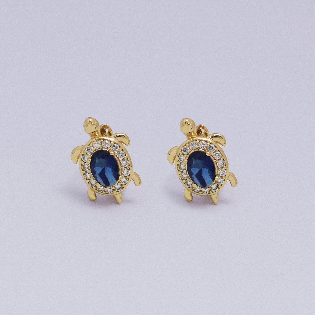 24K Gold Filled Micro Paved CZ Turtle Tortoise Animal Huggie Earrings | AB1036 - AB1062