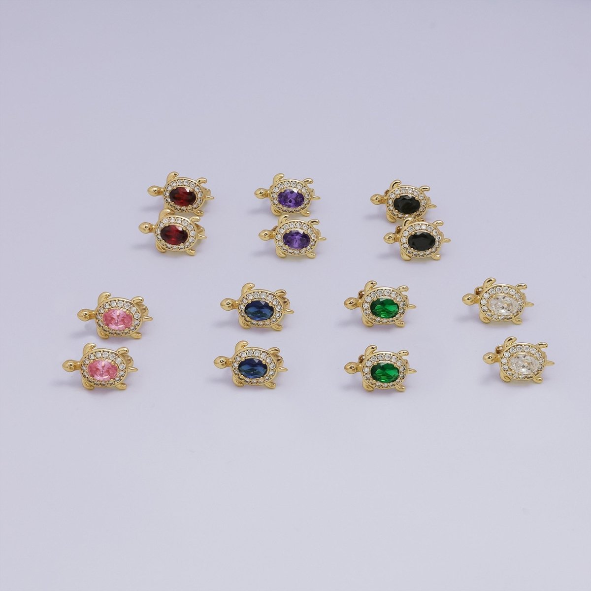 24K Gold Filled Micro Paved CZ Turtle Tortoise Animal Huggie Earrings | AB1036 - AB1062