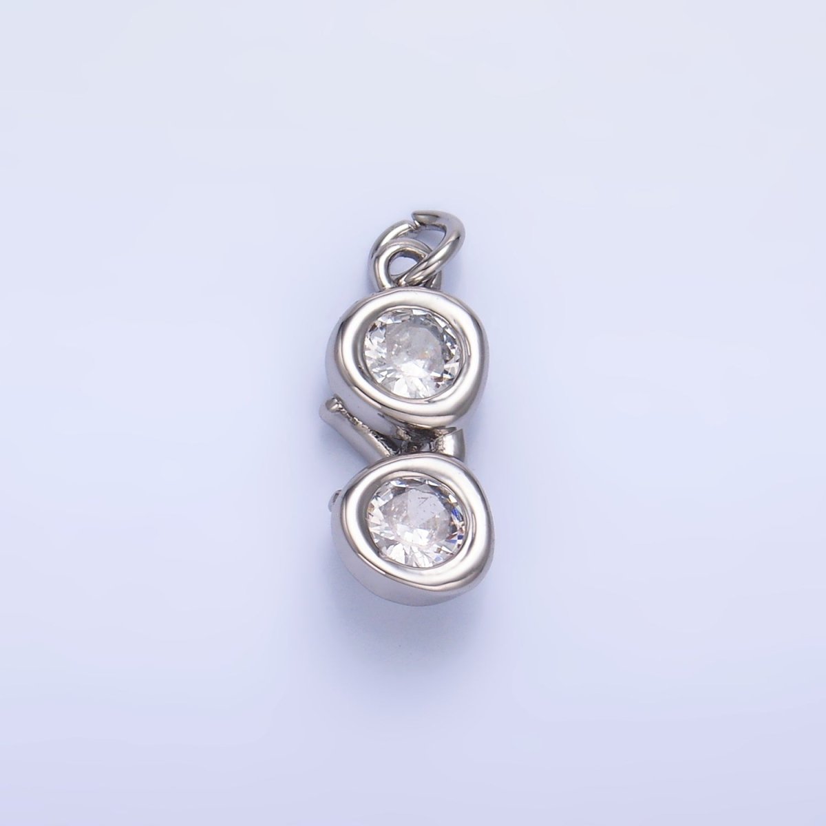 24K Gold Filled Mini Clear CZ Glasses 3D Multidimensional Charm in Gold & Silver | W376