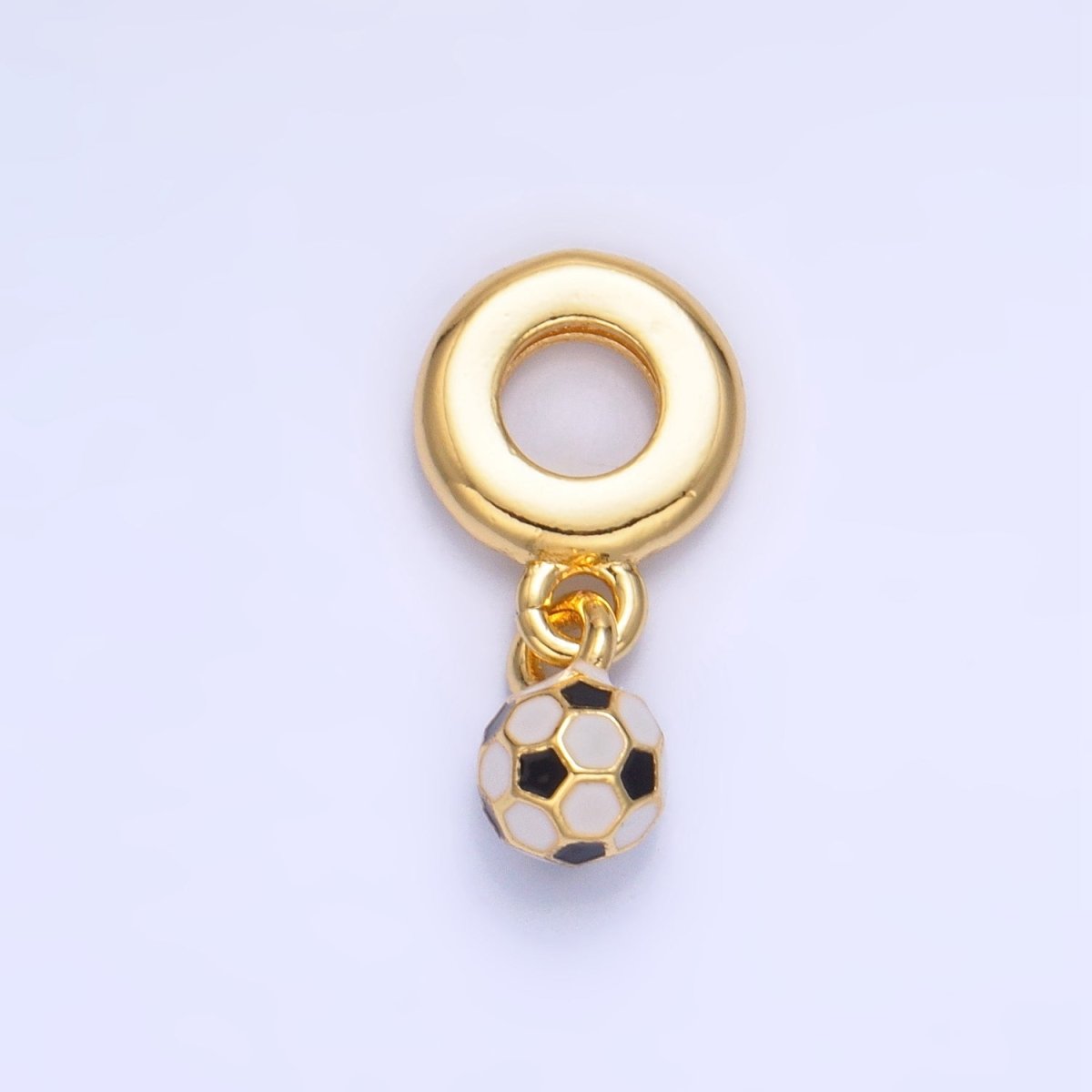 24K Gold Filled Mini Soccer Ball Enamel Rhondelle Drop Pendant | W001
