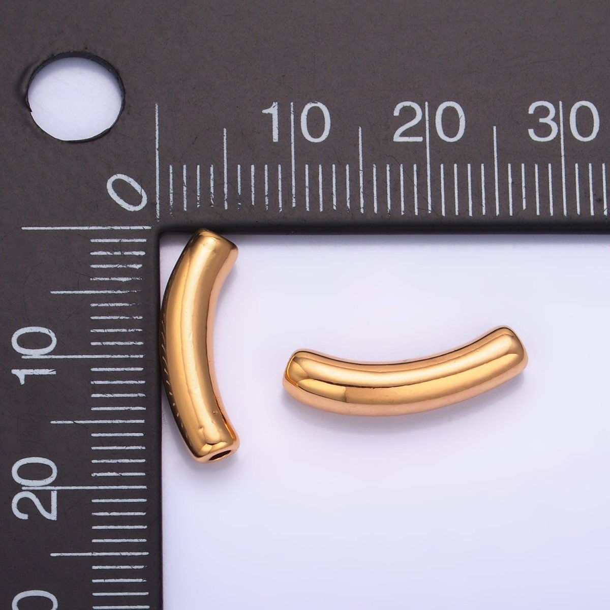 24K Gold Filled Minimalist Curved Tube Bead | B167