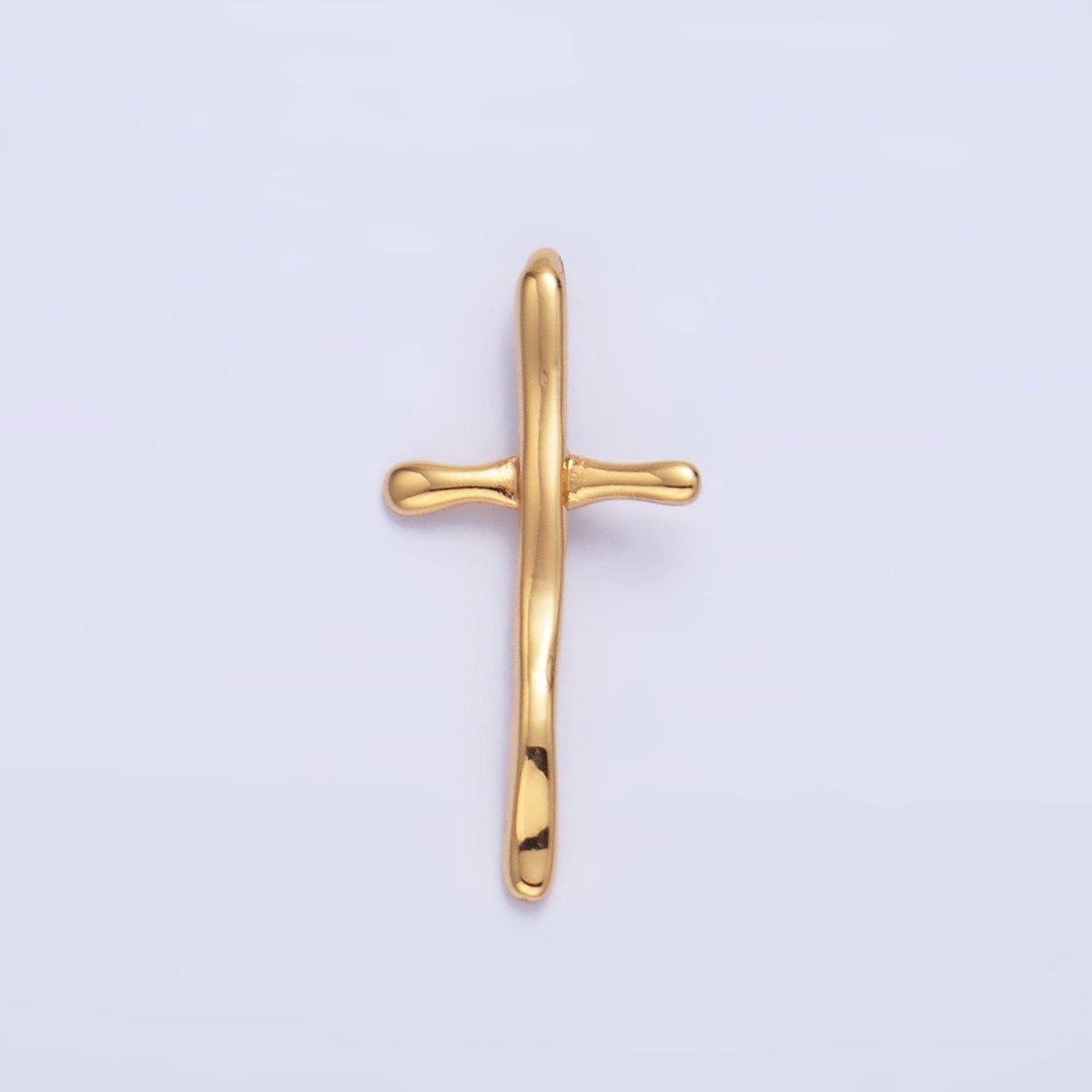 24K Gold Filled Minimalist Hammered Religious Cross Back Loop Pendant | W385