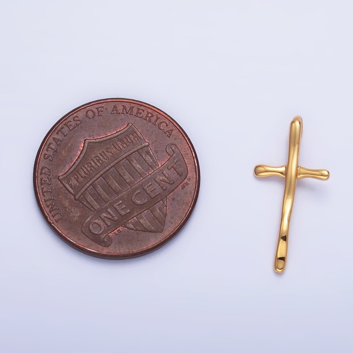 24K Gold Filled Minimalist Hammered Religious Cross Back Loop Pendant | W385