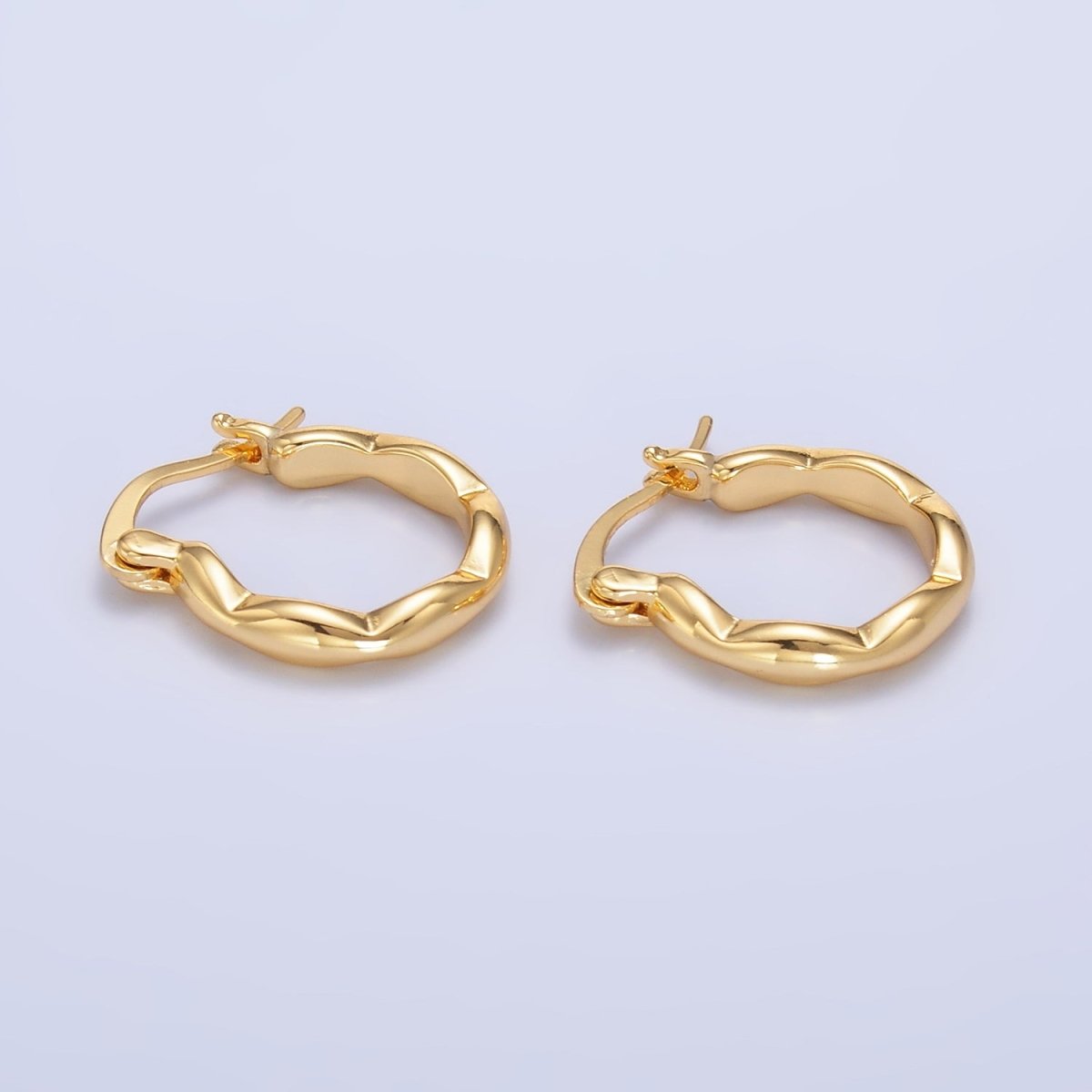 24K Gold Filled Minimalist Molten Latch Hoop Earrings | AB548